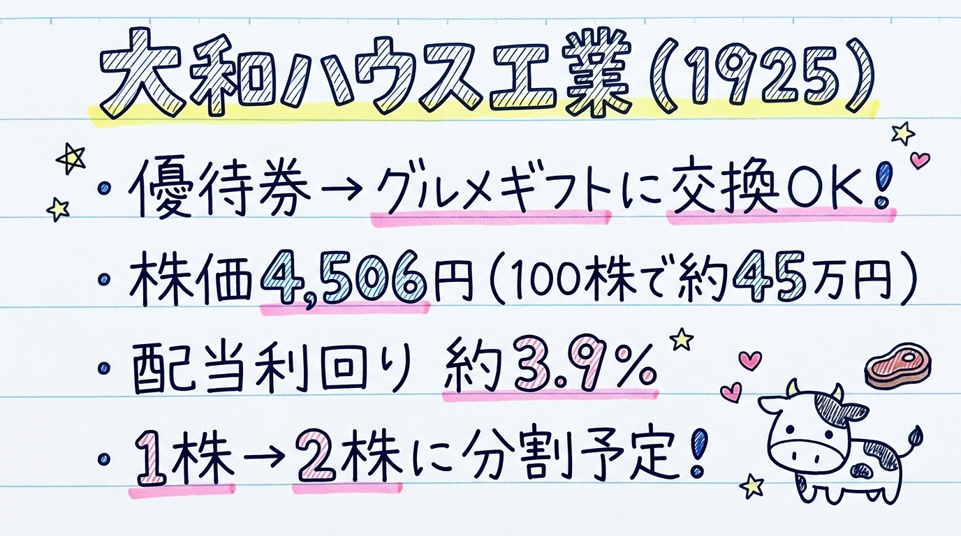 大和ハウス工業(1925)の株主優待まとめ